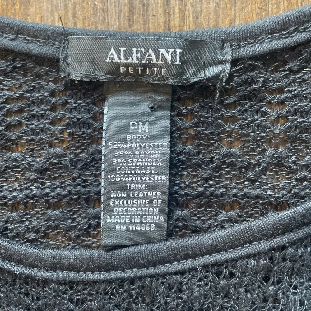 Alfani Petite Medium Women's Black Knit Sweater Pullover Long Sleeve RN 114068